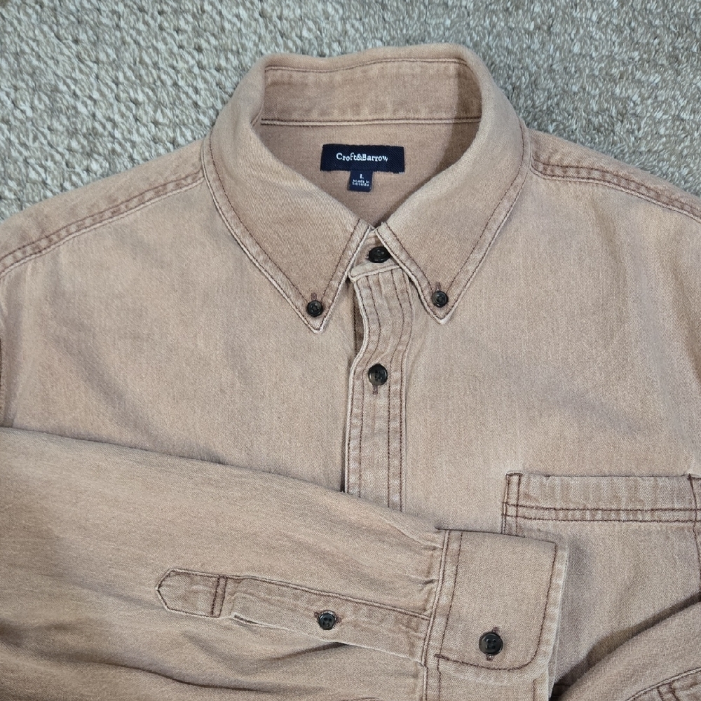 3  For 20 Croft & Barrow Tan Casual Button Down Shirt